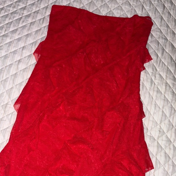 Wild Fable Red Sheer Mesh Ruffle Maxi Dress Women's Small Festival Party Layer - Picture 1 of 6